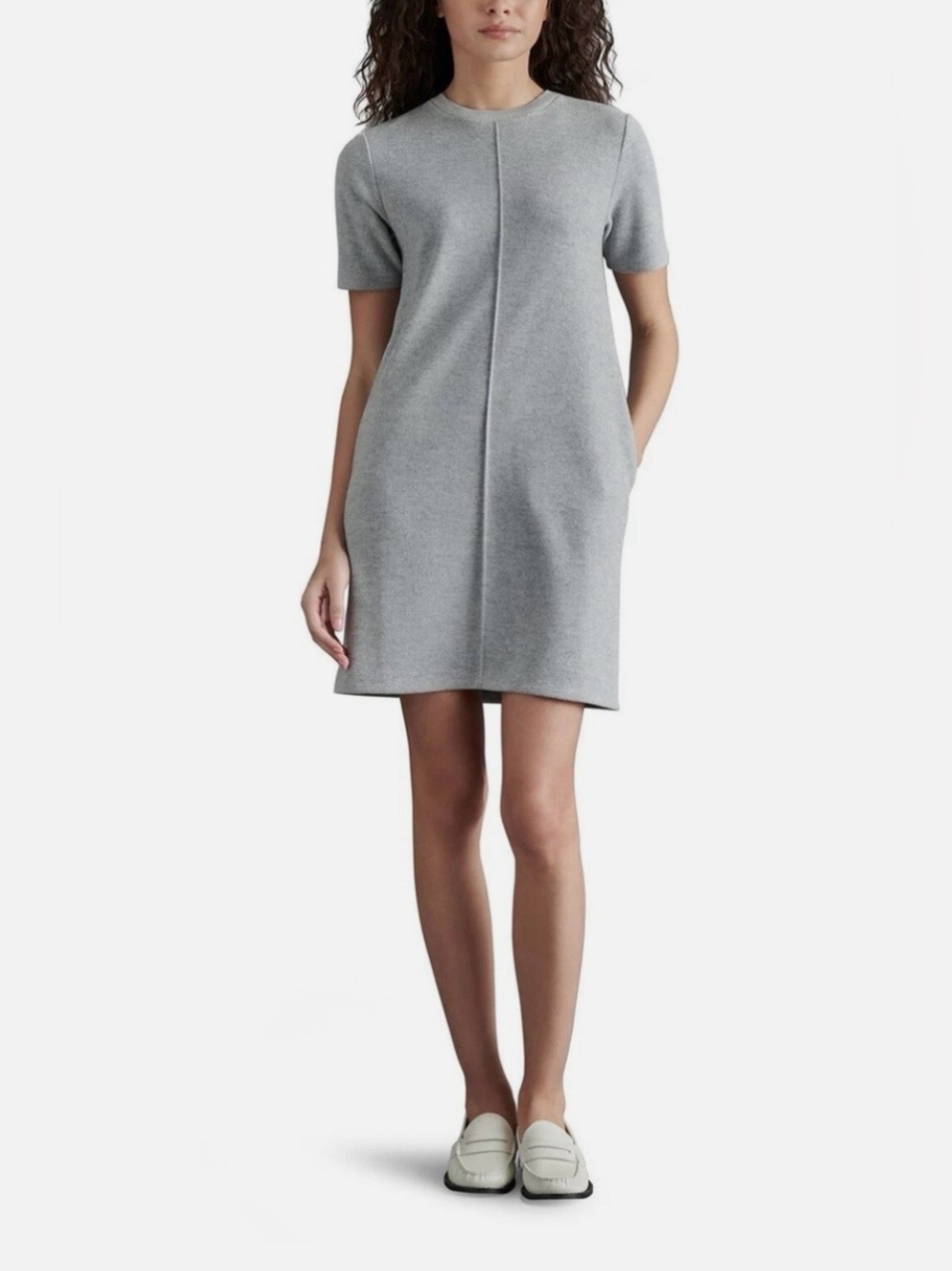 NWT Steve Madden Brushed Tee Dress Distinct Central Front Seam Heather Gray S